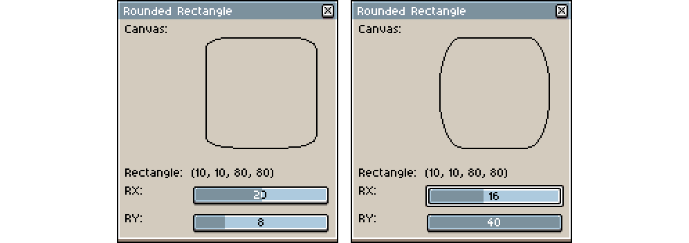 Rounded rectangle with two radii specified